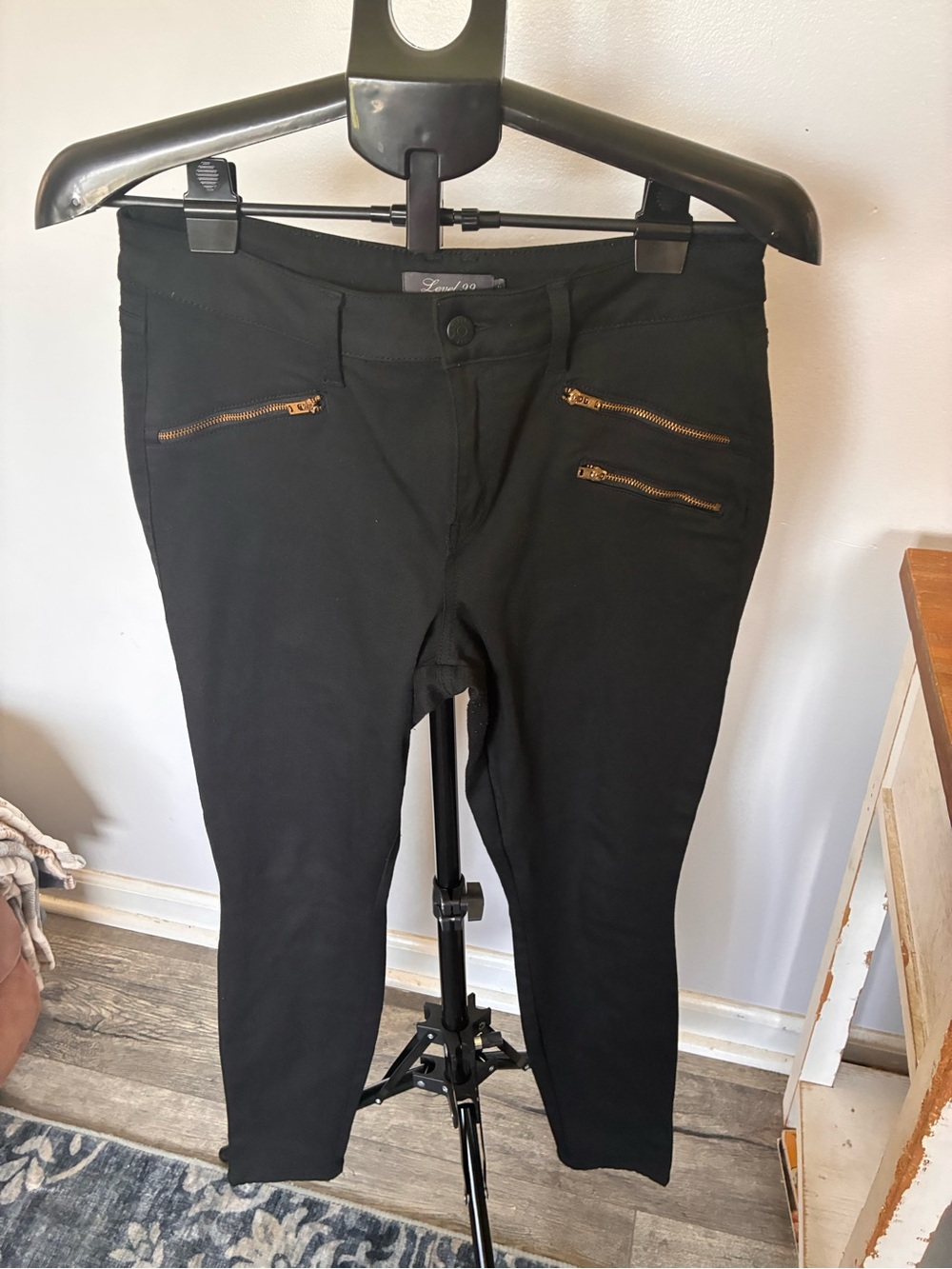 Level 99 Black Slim Zip Pocket Chinos